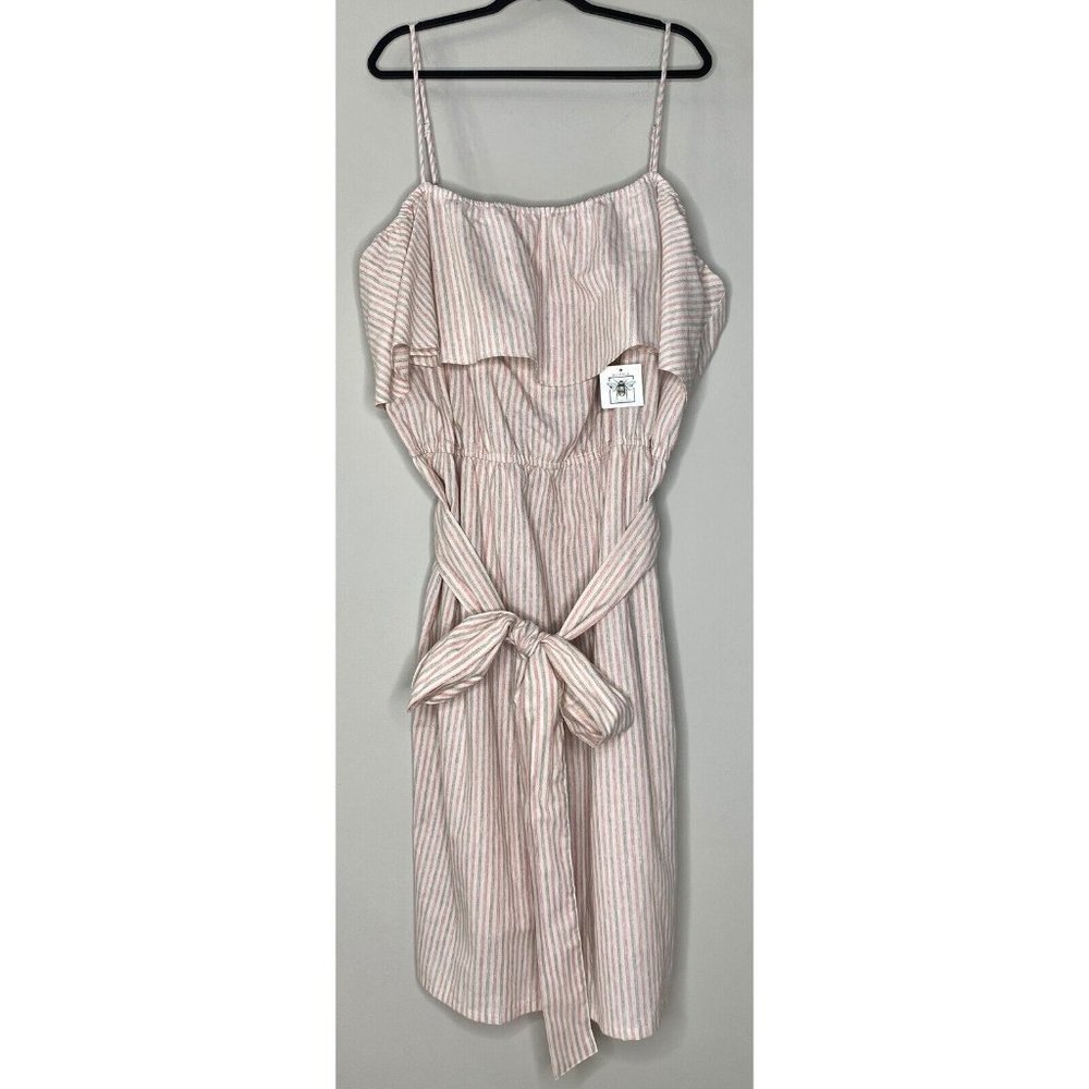 Pleione Plus Size 100% Cotton Ruffle Empire Tie Waist Sun Dress | Size 4X - Picture 4 of 13